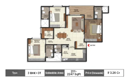3 BHK+3T 2111-2247 SqFt